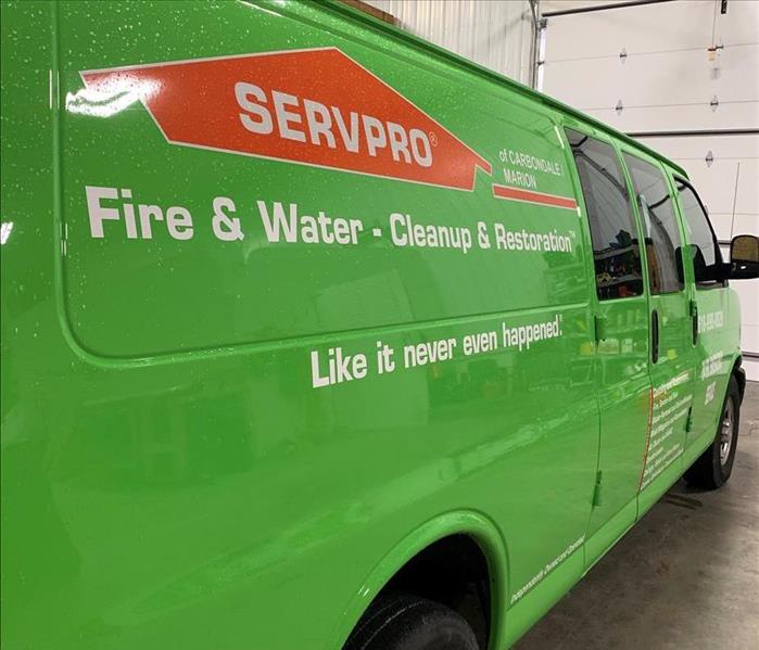 SERVPRO Truck Waiting to Exit The Garage